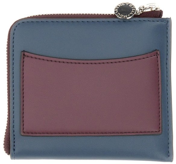 Stella McCartney Compact Zipped Wallet With Perforated Logo Grijs