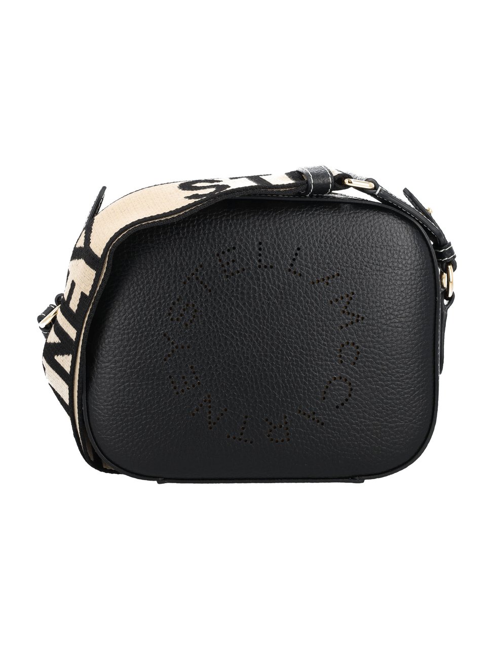 Stella McCartney Logo Camera Bag Embossed Grainy Alter Ma Nero Zwart