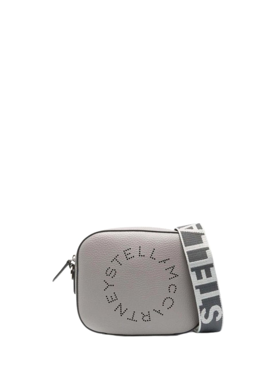 Stella McCartney Grey Fabric Strap Faux Leather Shoulder Bag Grijs