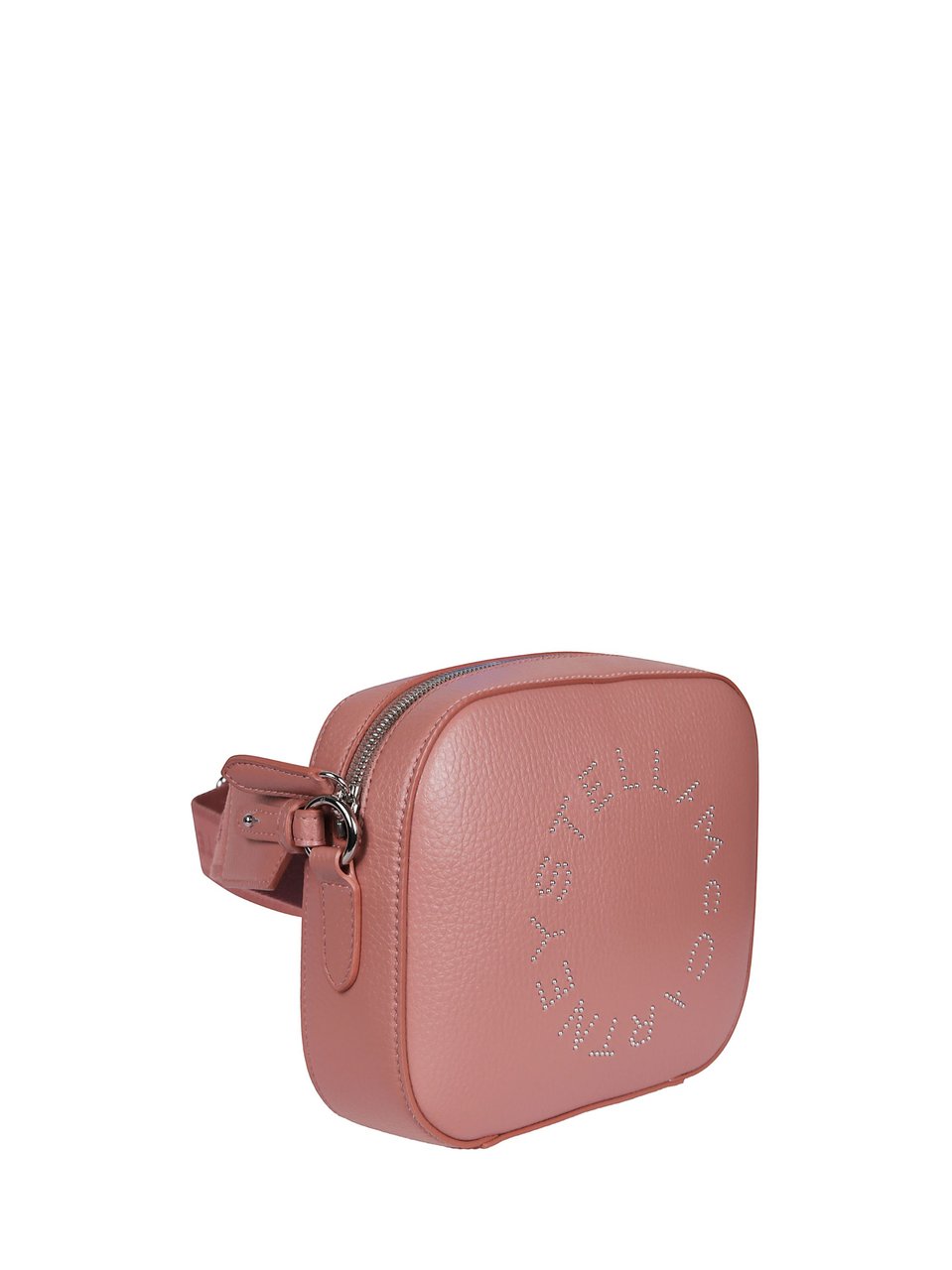 Stella McCartney Pink Canvas Strap Perforated Logo Leather Shoulder Bag Roze