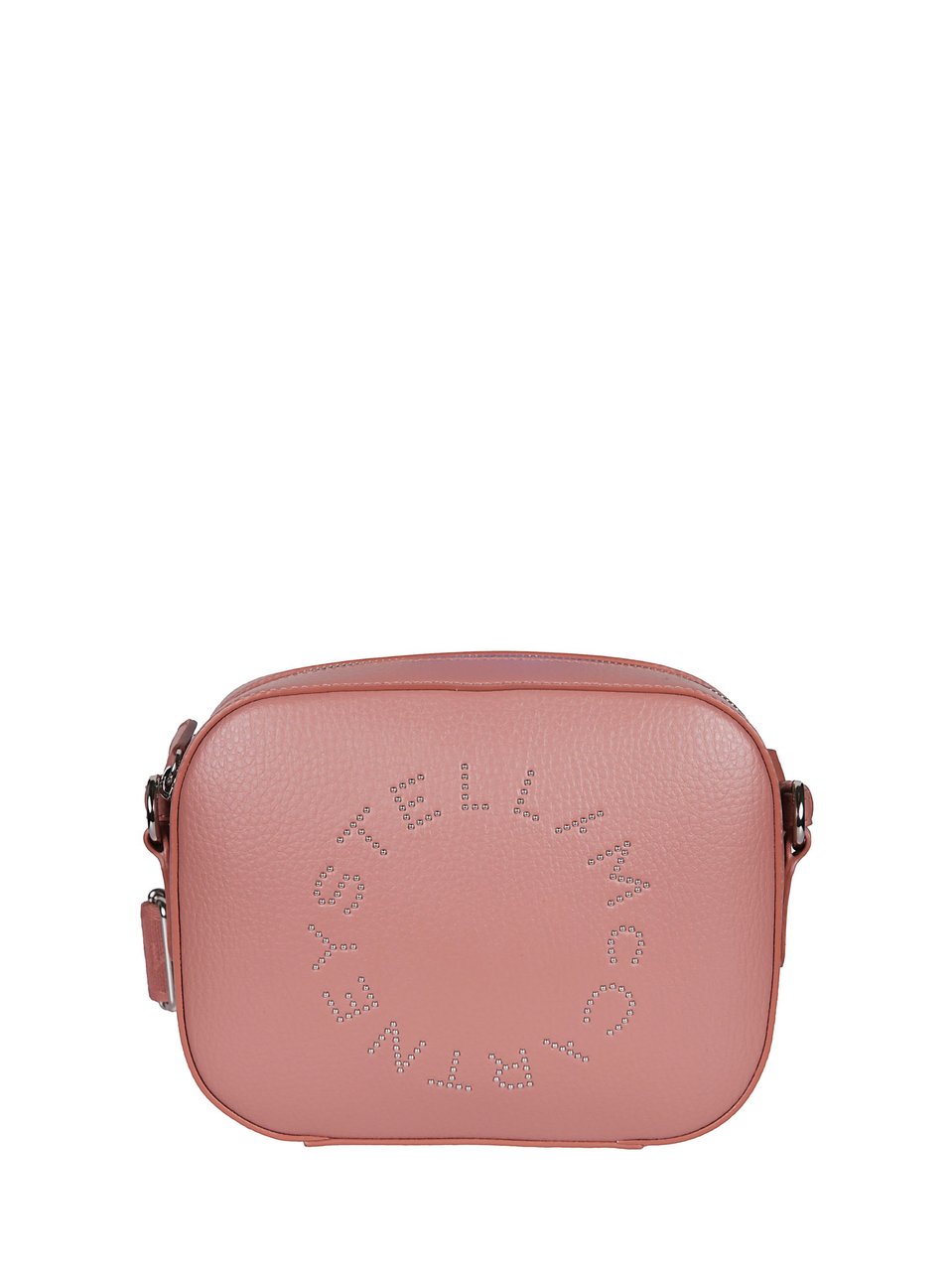 Stella McCartney Pink Canvas Strap Perforated Logo Leather Shoulder Bag Roze