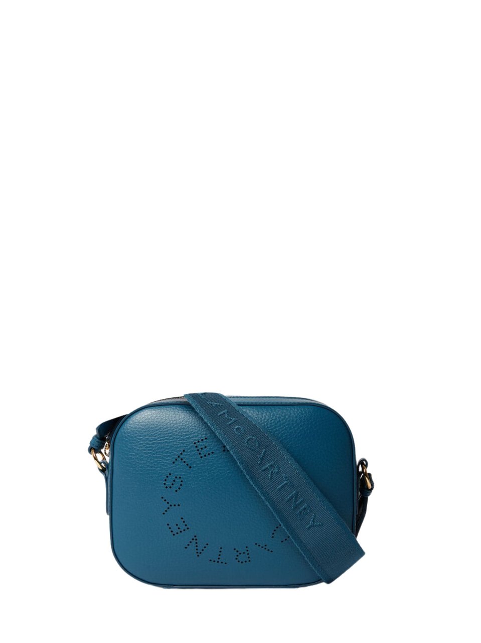 Stella McCartney Blue Branded Fabric Strap Faux Leather Camera Bag Blauw