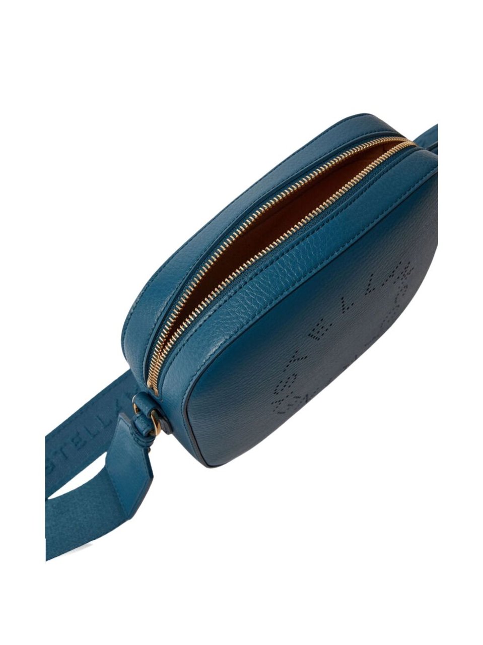 Stella McCartney Blue Branded Fabric Strap Faux Leather Camera Bag Blauw