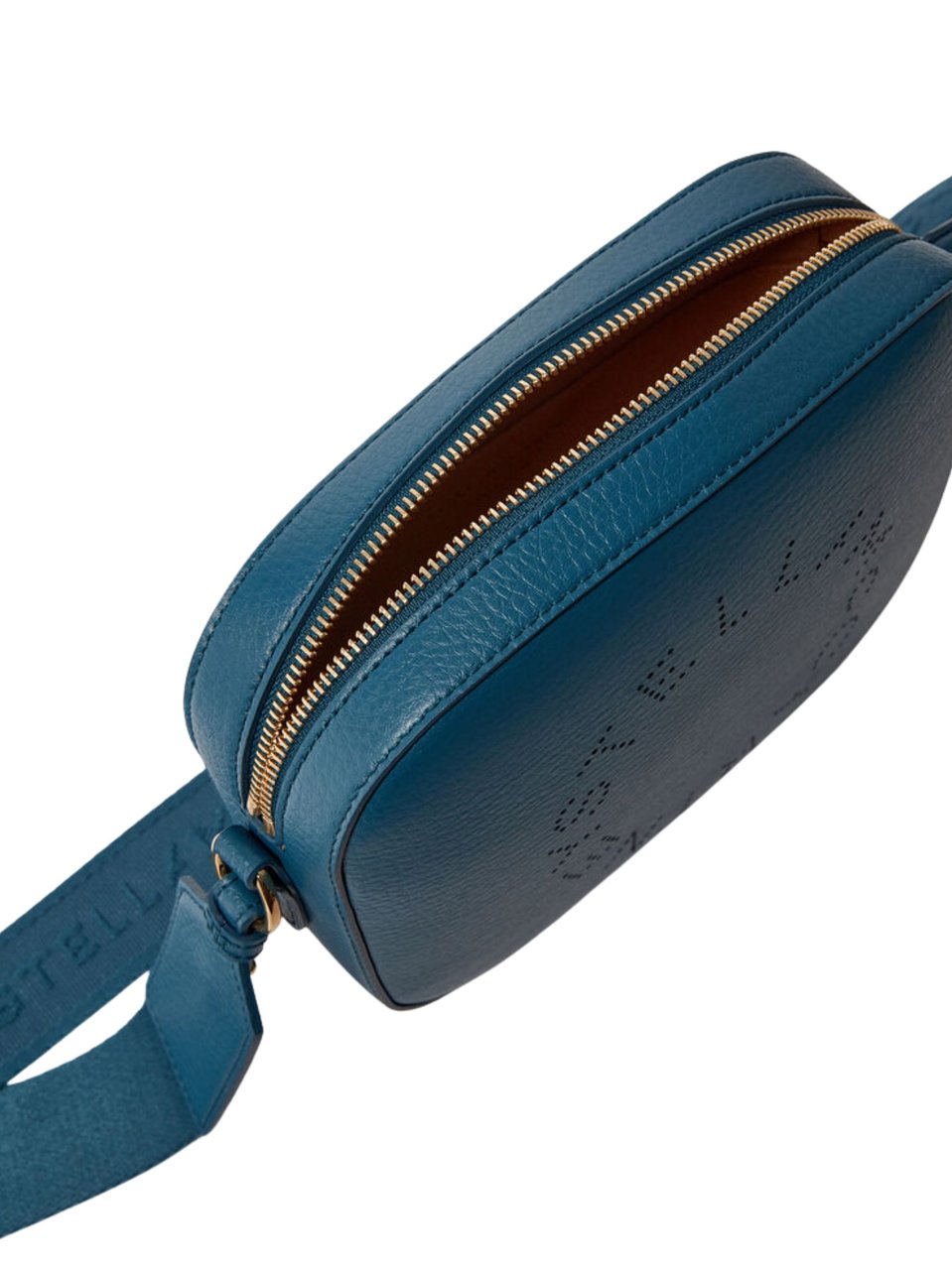 Stella McCartney Blue Branded Fabric Strap Faux Leather Camera Bag Blauw