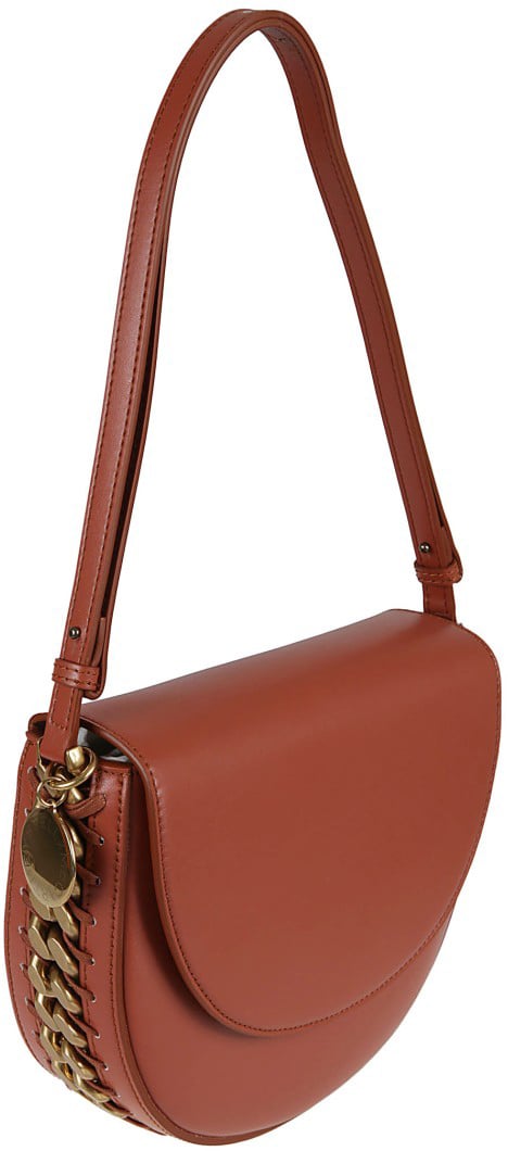 Stella McCartney Smooth Semi-Circular Bag With Structured Flap Bruin