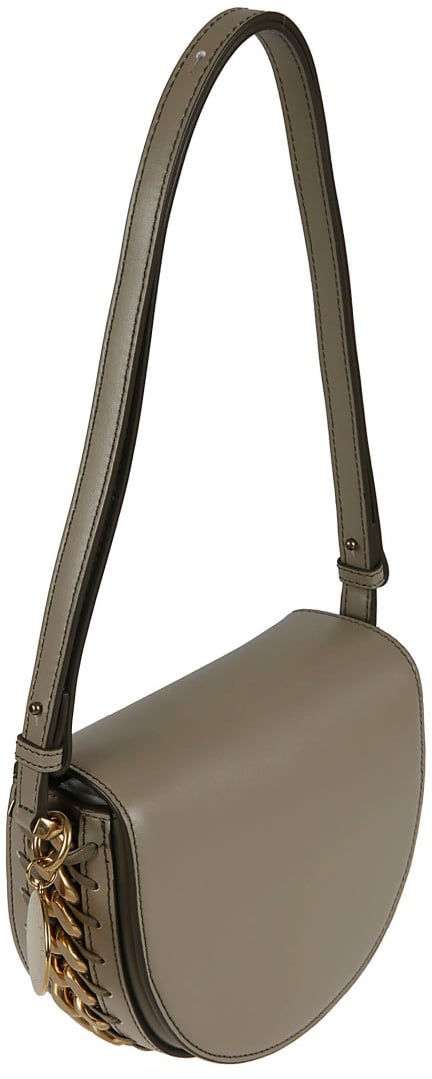 Stella McCartney Semi-Circular Structured Bag With Chain Detailing Bruin
