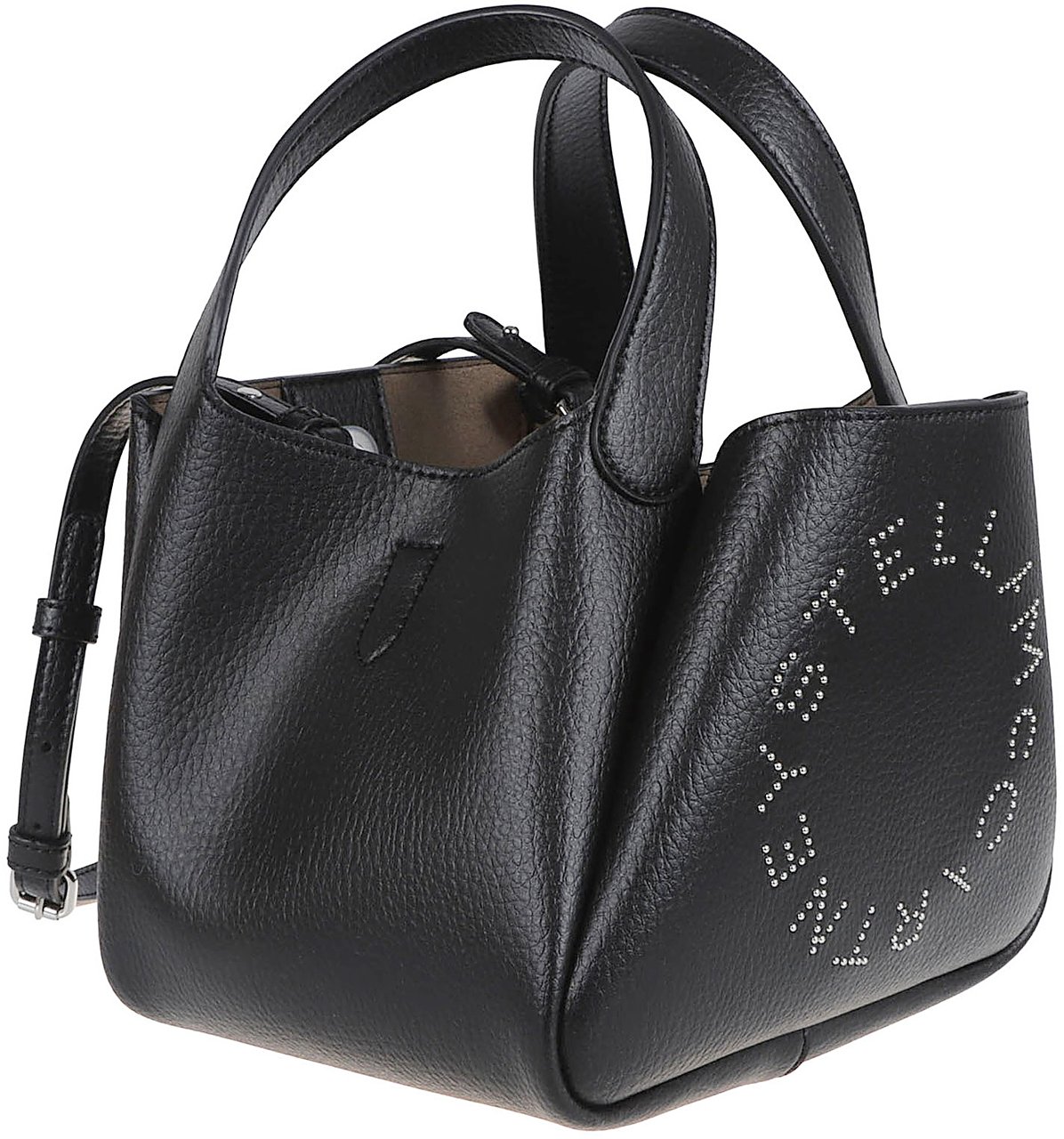 Stella McCartney Triangular-Shaped Handbag with Textured Finish Zwart