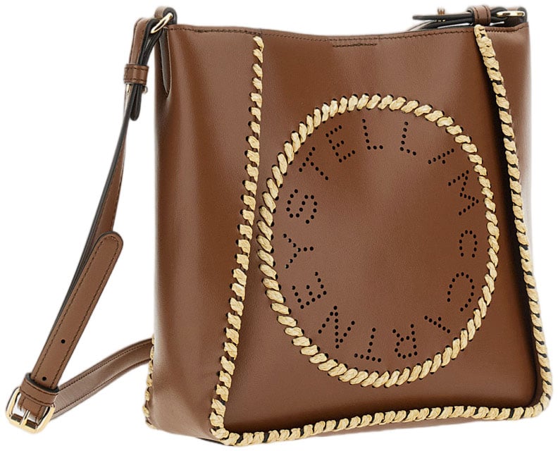 Stella McCartney Brown Crossbody Logo Raffia Bag Bruin
