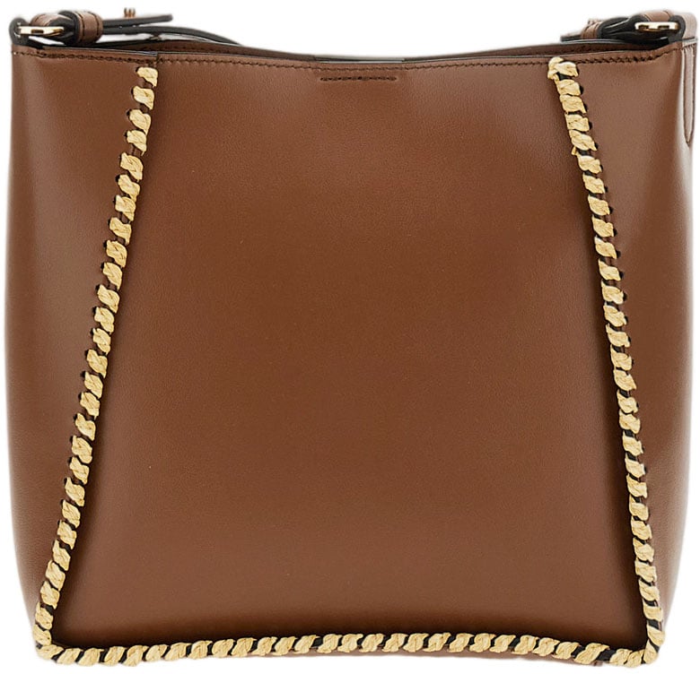 Stella McCartney Brown Crossbody Logo Raffia Bag Bruin