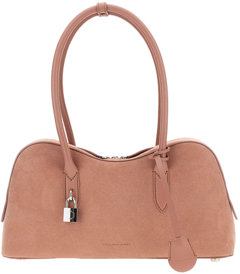 Stella McCartney Suede Shoulder Bag with Engraved Logo Roze