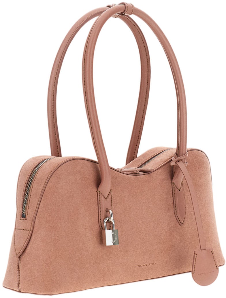 Stella McCartney Suede Shoulder Bag with Engraved Logo Roze