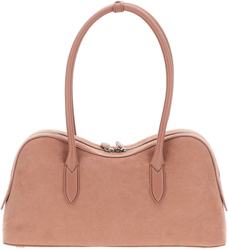 Stella McCartney Suede Shoulder Bag with Engraved Logo Roze