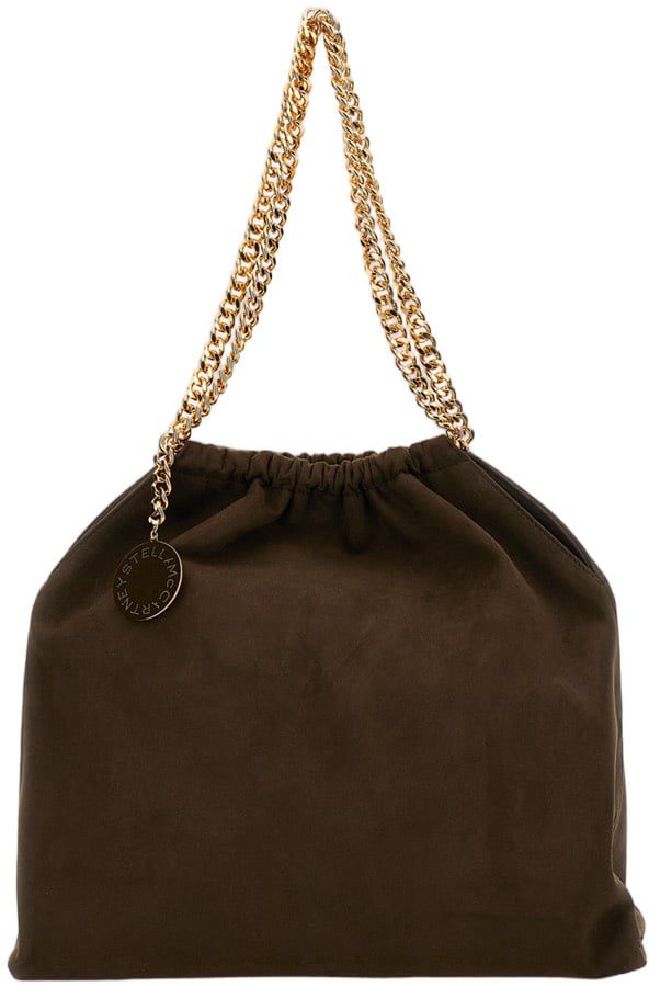 Stella McCartney Brown Polyester Chain Gathered Shoulder Bag Zwart