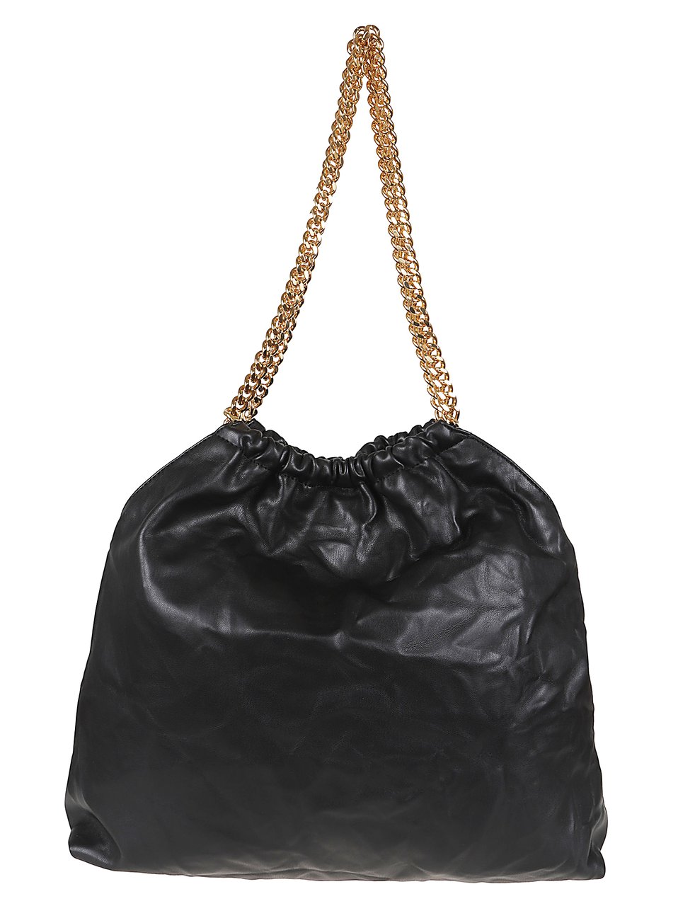 Stella McCartney Medium Drawstring Tote Bag with Crinkled Texture Zwart