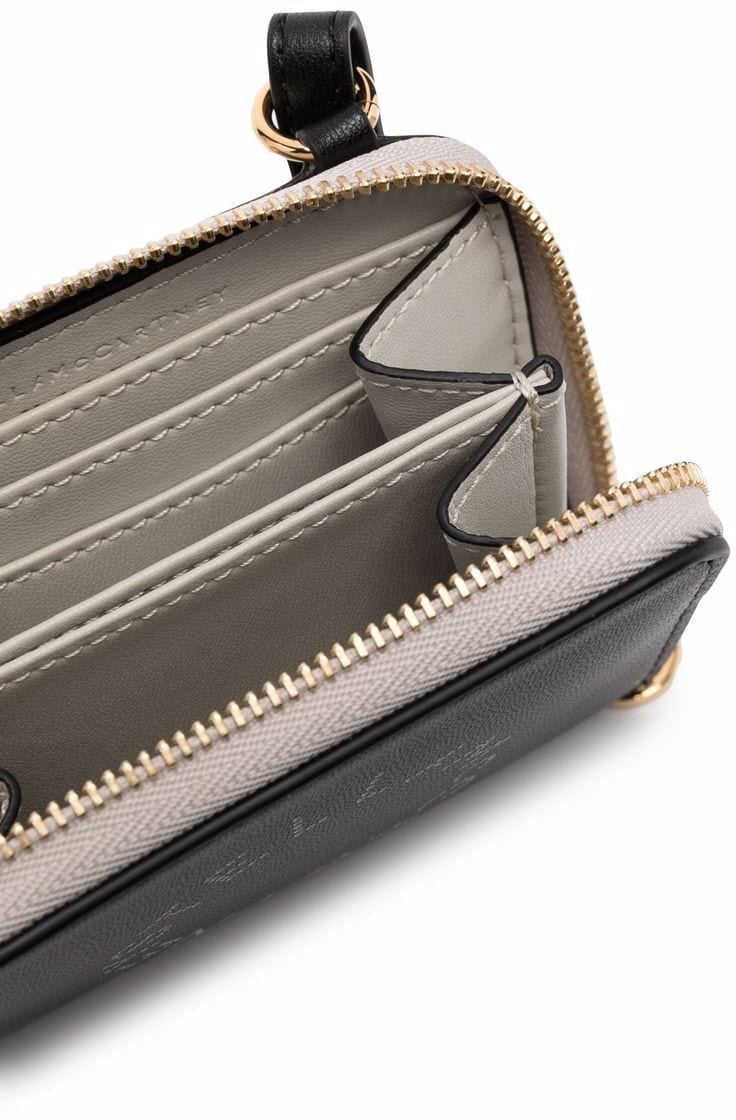 Stella McCartney Black Card Holder Bicolor Eco Card Cases Zwart