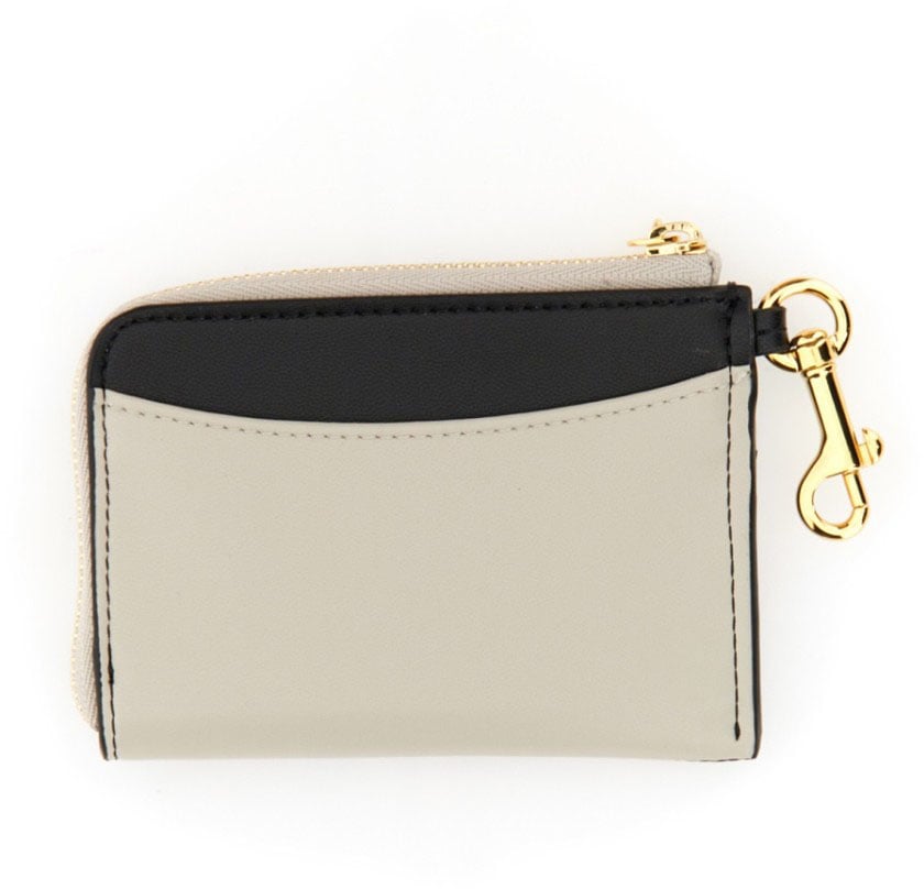Stella McCartney Compact Wallet With Perforated Logo And Zip Closure Zwart