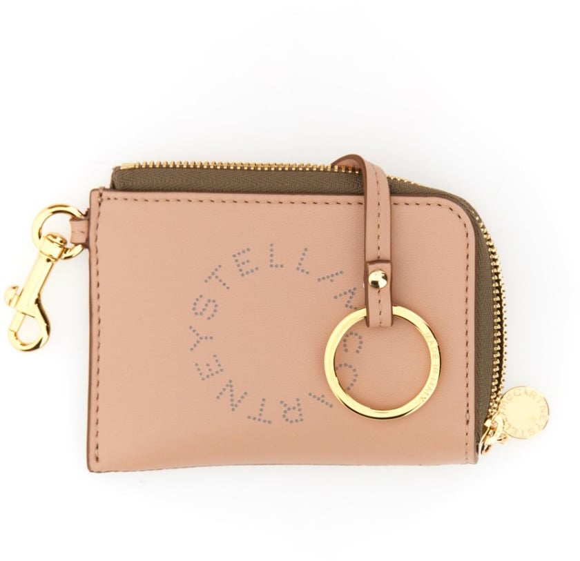 Stella McCartney Compact Wallet With Perforated Logo And Zip Closure Roze