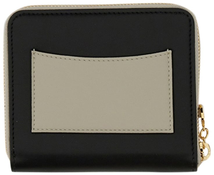 Stella McCartney Zipped Wallet With Circular Logo And Gold Hardware Zwart