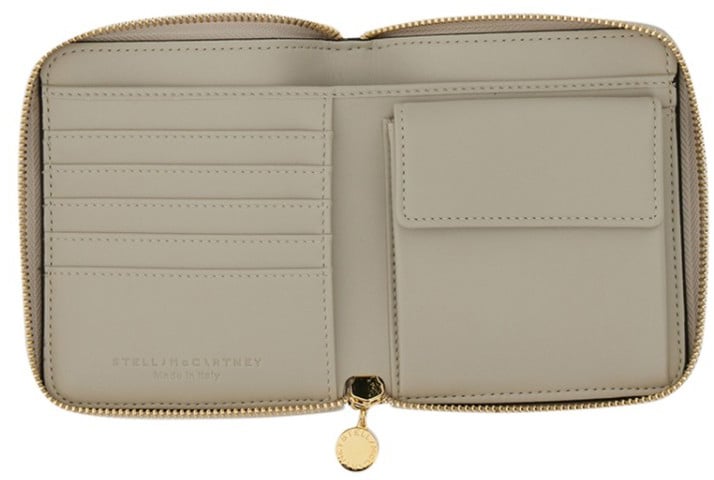 Stella McCartney Zipped Wallet With Circular Logo And Gold Hardware Zwart