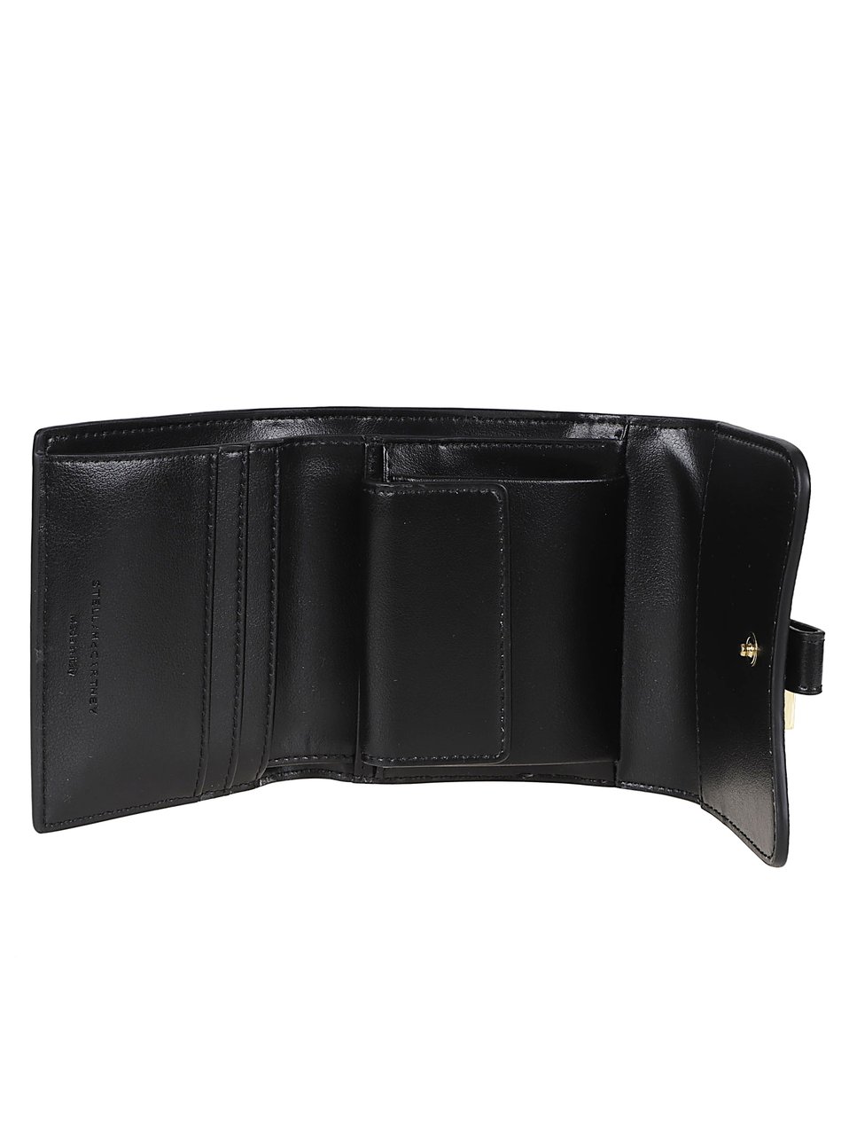 Stella McCartney Stella Ryder Trifold Wallet with Embossed Grainy Texture Zwart