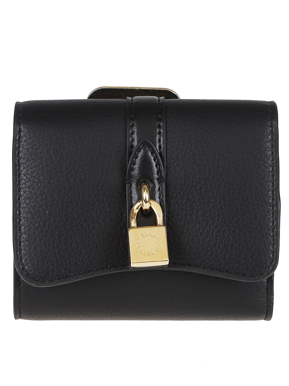 Stella McCartney Stella Ryder Trifold Wallet with Embossed Grainy Texture Zwart