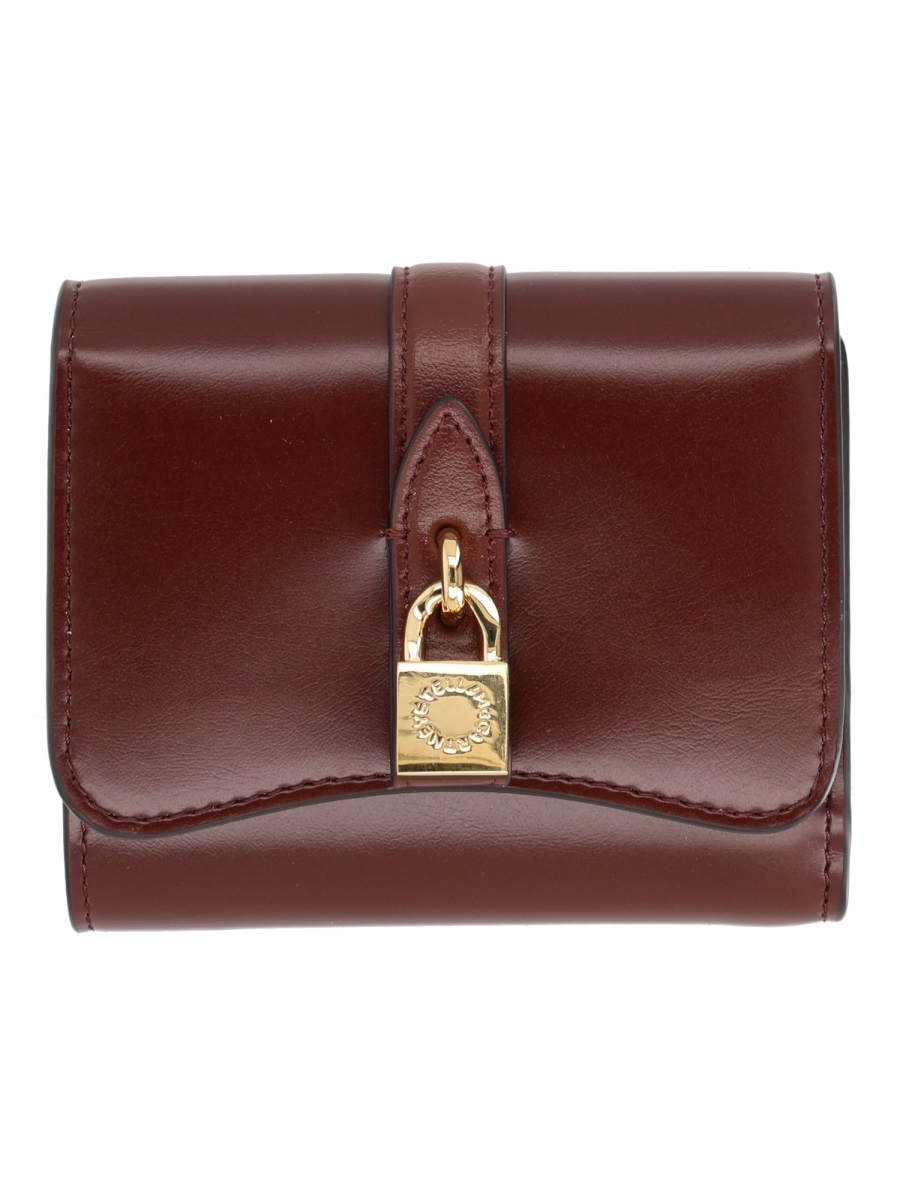 Stella McCartney Polyamide Gold Padlock Trifold Wallet Zwart