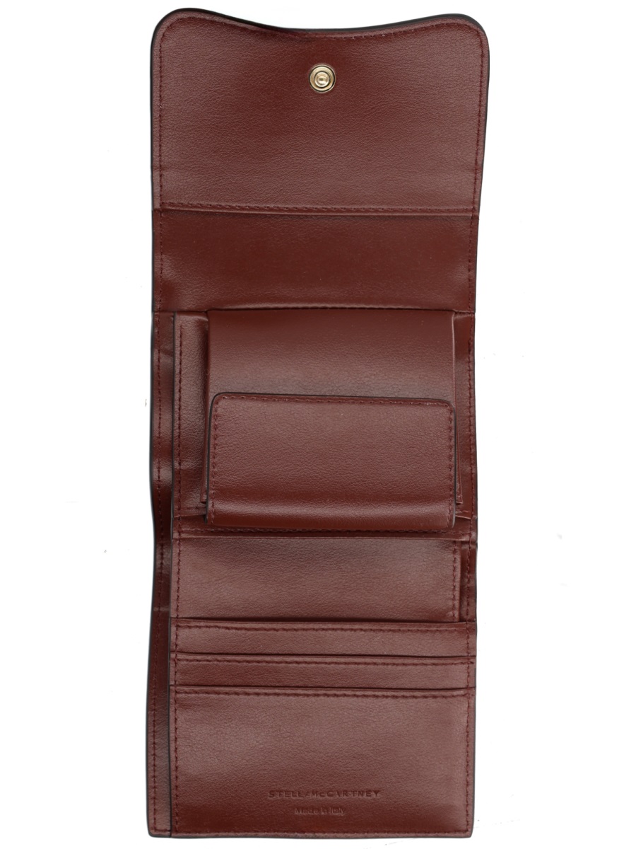 Stella McCartney Polyamide Gold Padlock Trifold Wallet Zwart