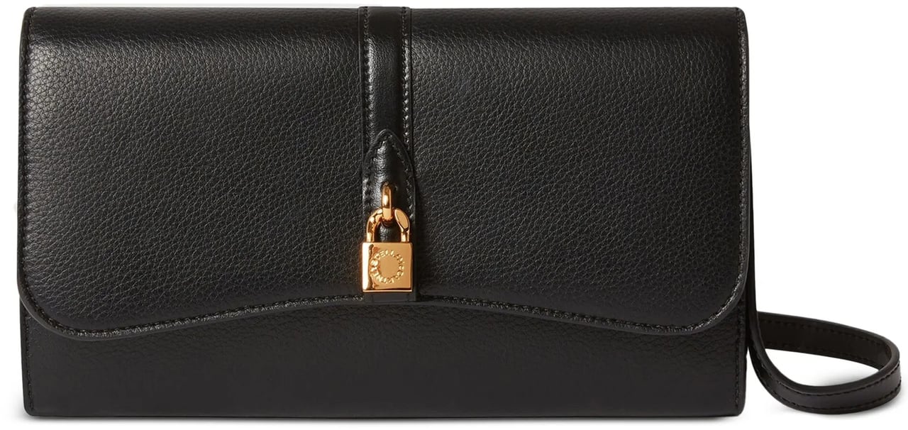 Stella McCartney STELLA McCARTNEY Stella Ryder Wallet With Strap Embossed Grainy Eco Alter Mat - Murraya + Vegea Zwart