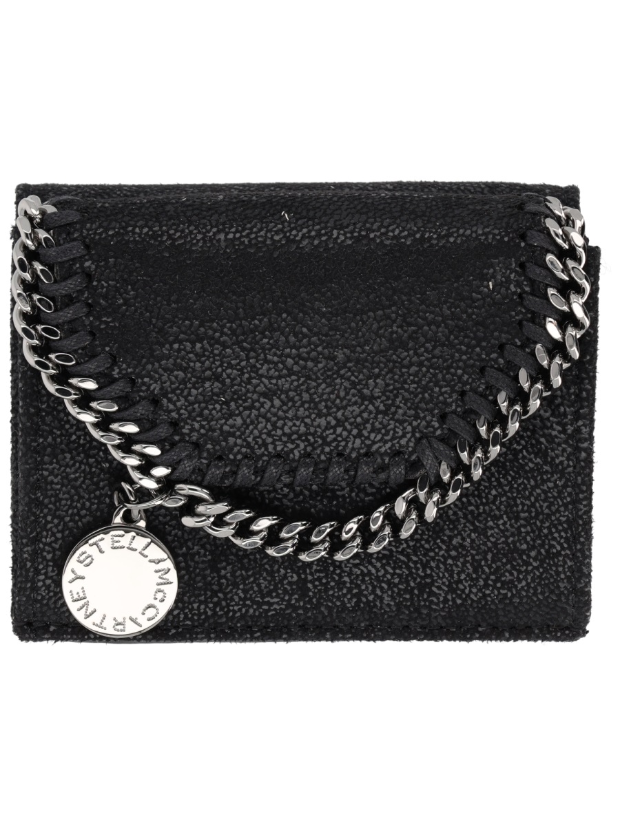 Stella McCartney Falabella Textured Chain Trim Card Holder Zwart