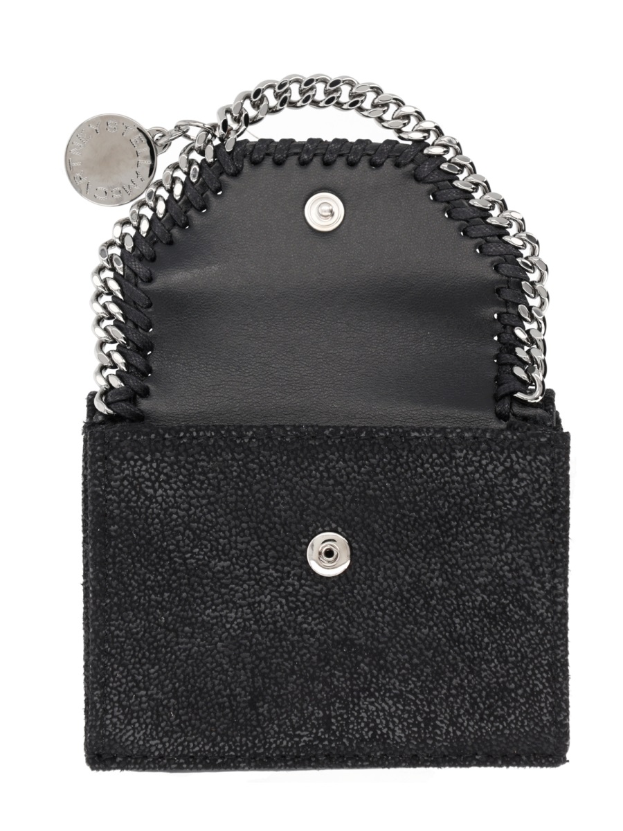 Stella McCartney Falabella Textured Chain Trim Card Holder Zwart
