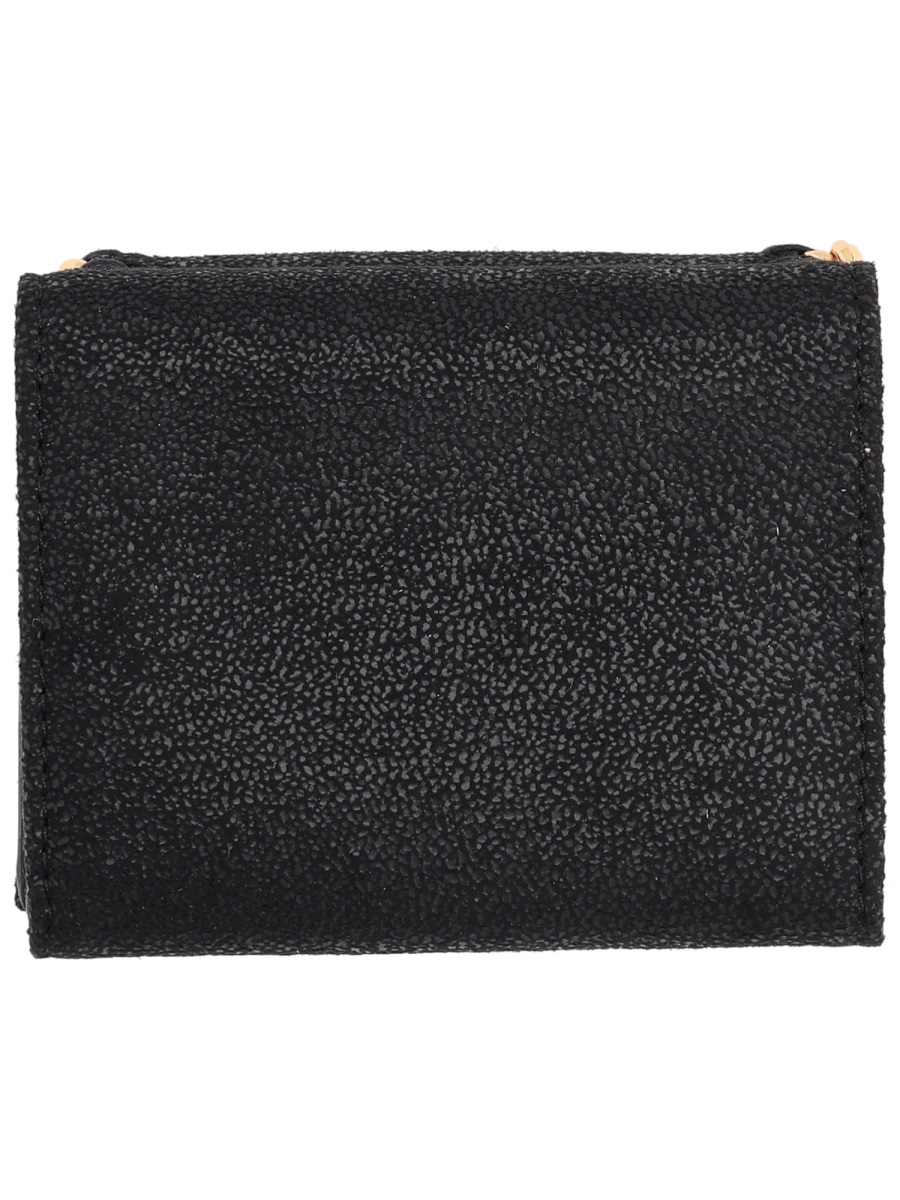 Stella McCartney Neutrals Falabella Pebbled Chain Wallet Zwart