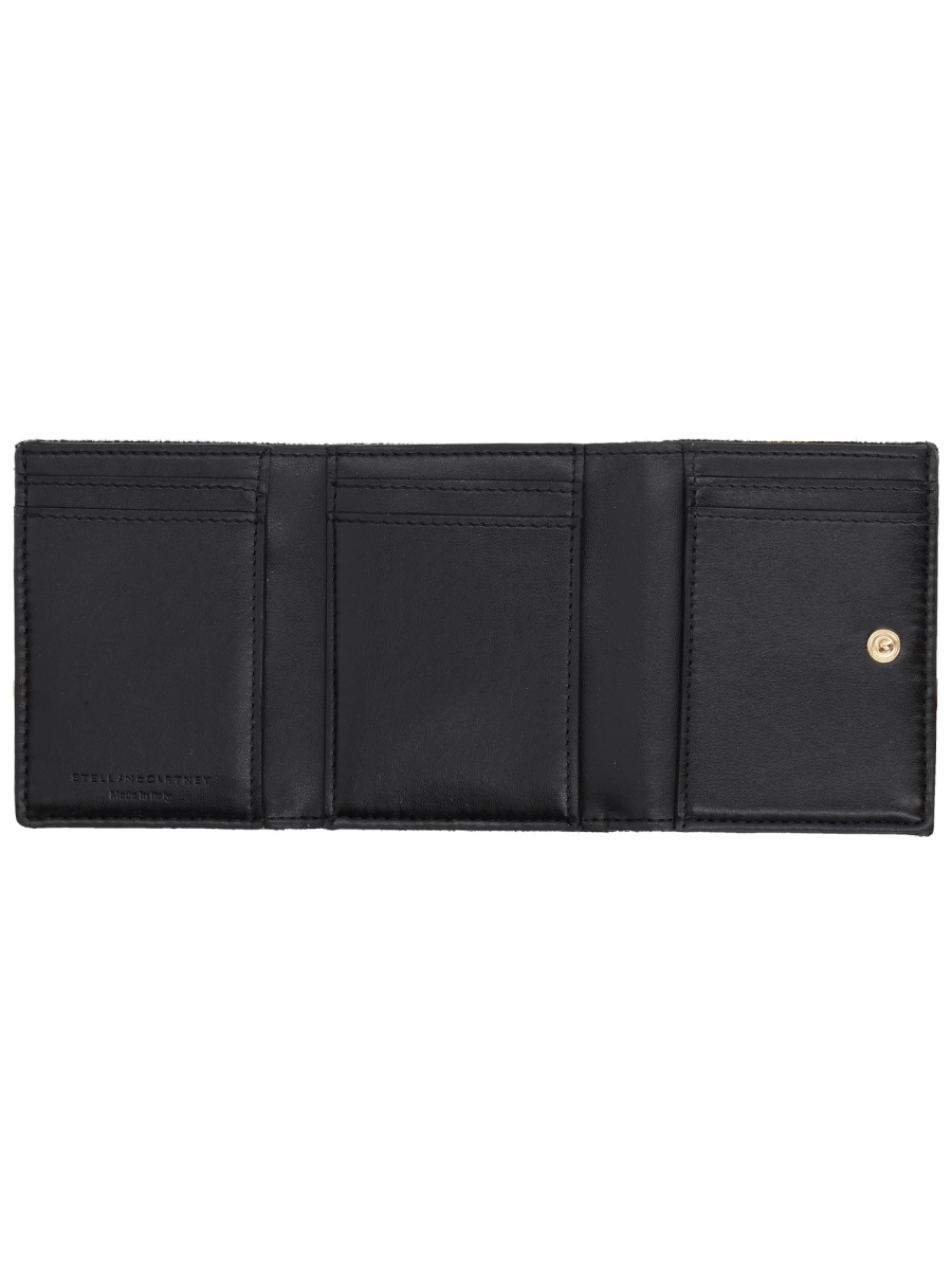 Stella McCartney Neutrals Falabella Pebbled Chain Wallet Zwart