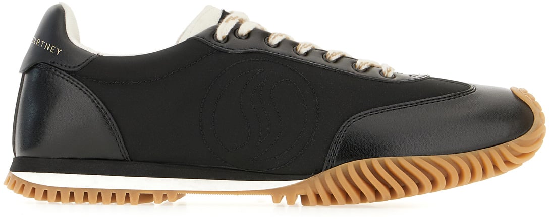 Stella McCartney Stella McCartney Black fabric S-wave sneakers Zwart
