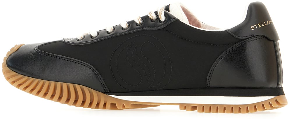 Stella McCartney Stella McCartney Black fabric S-wave sneakers Zwart