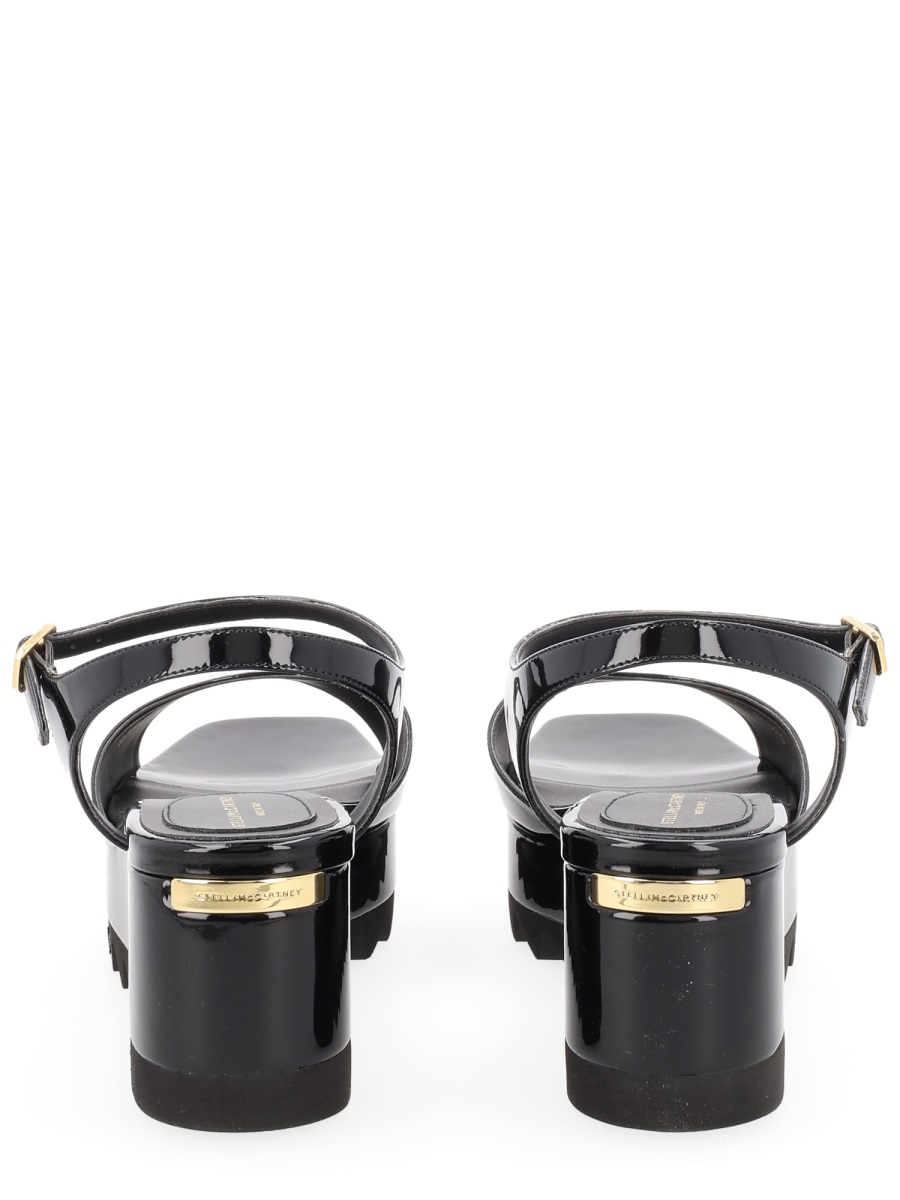 Stella McCartney Elyse Glossy Platform Wedge Sandals Zwart