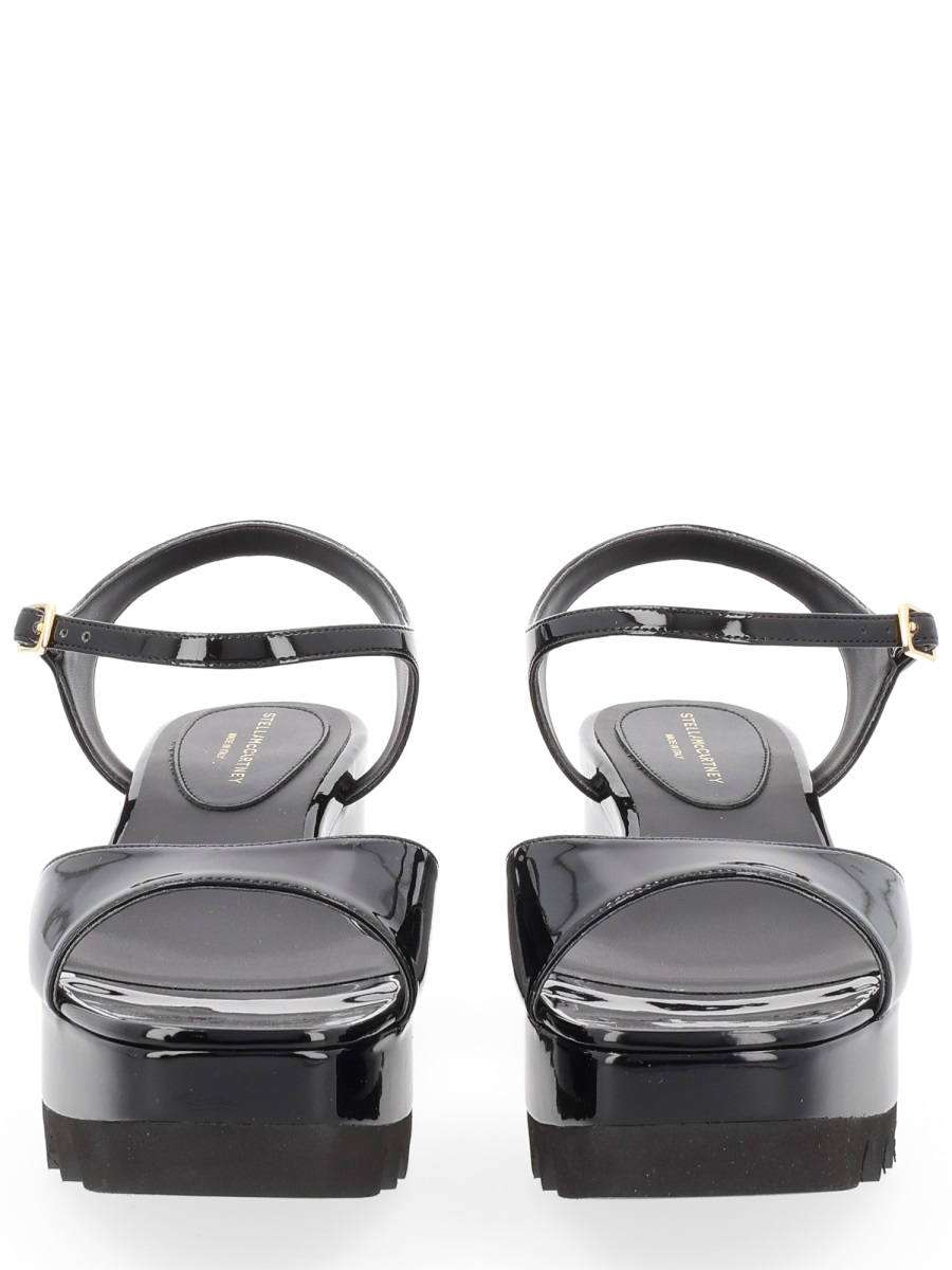 Stella McCartney Elyse Glossy Platform Wedge Sandals Zwart