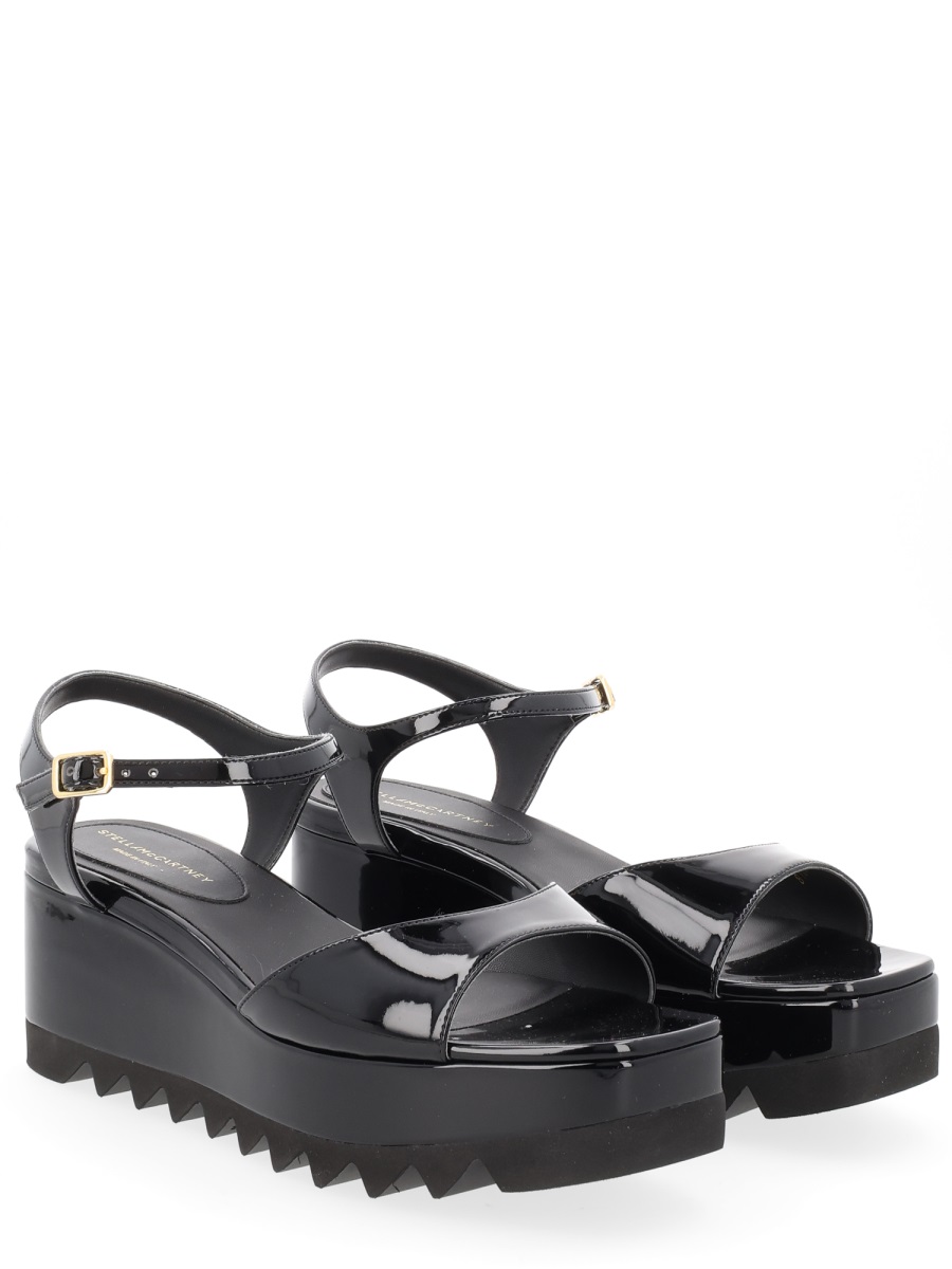 Stella McCartney Elyse Glossy Platform Wedge Sandals Zwart