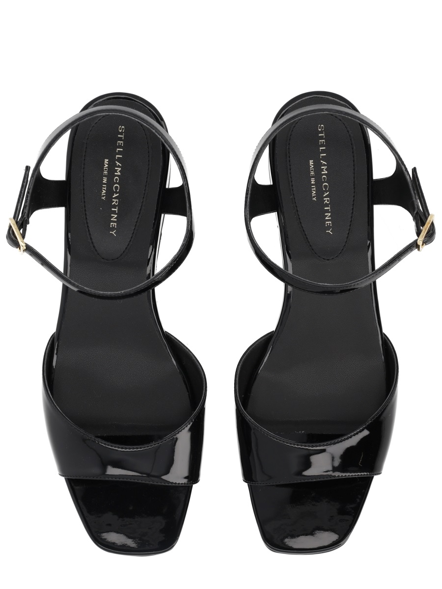 Stella McCartney Elyse Glossy Platform Wedge Sandals Zwart