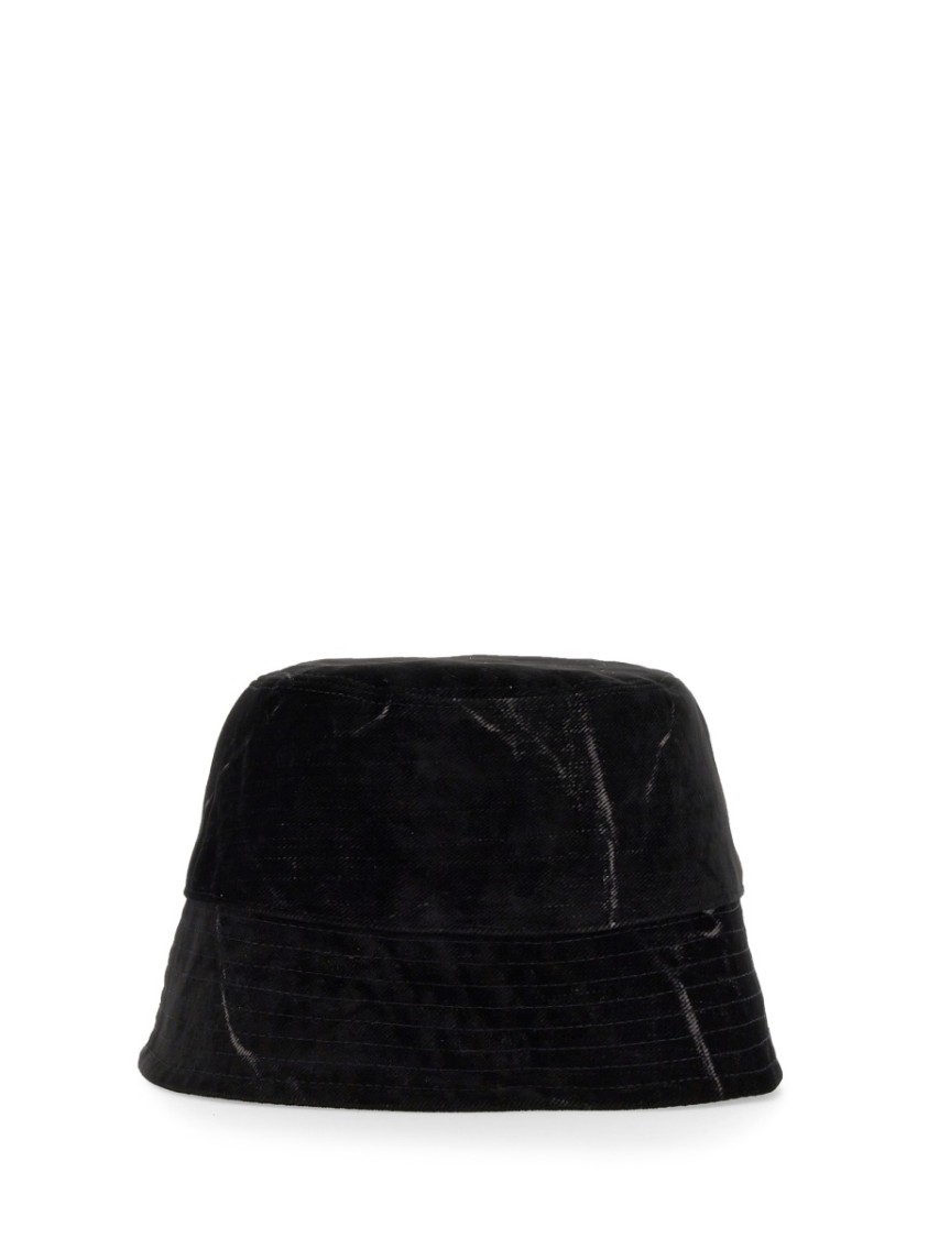 Stella McCartney Subtle Textured Black Bucket Hat Zwart