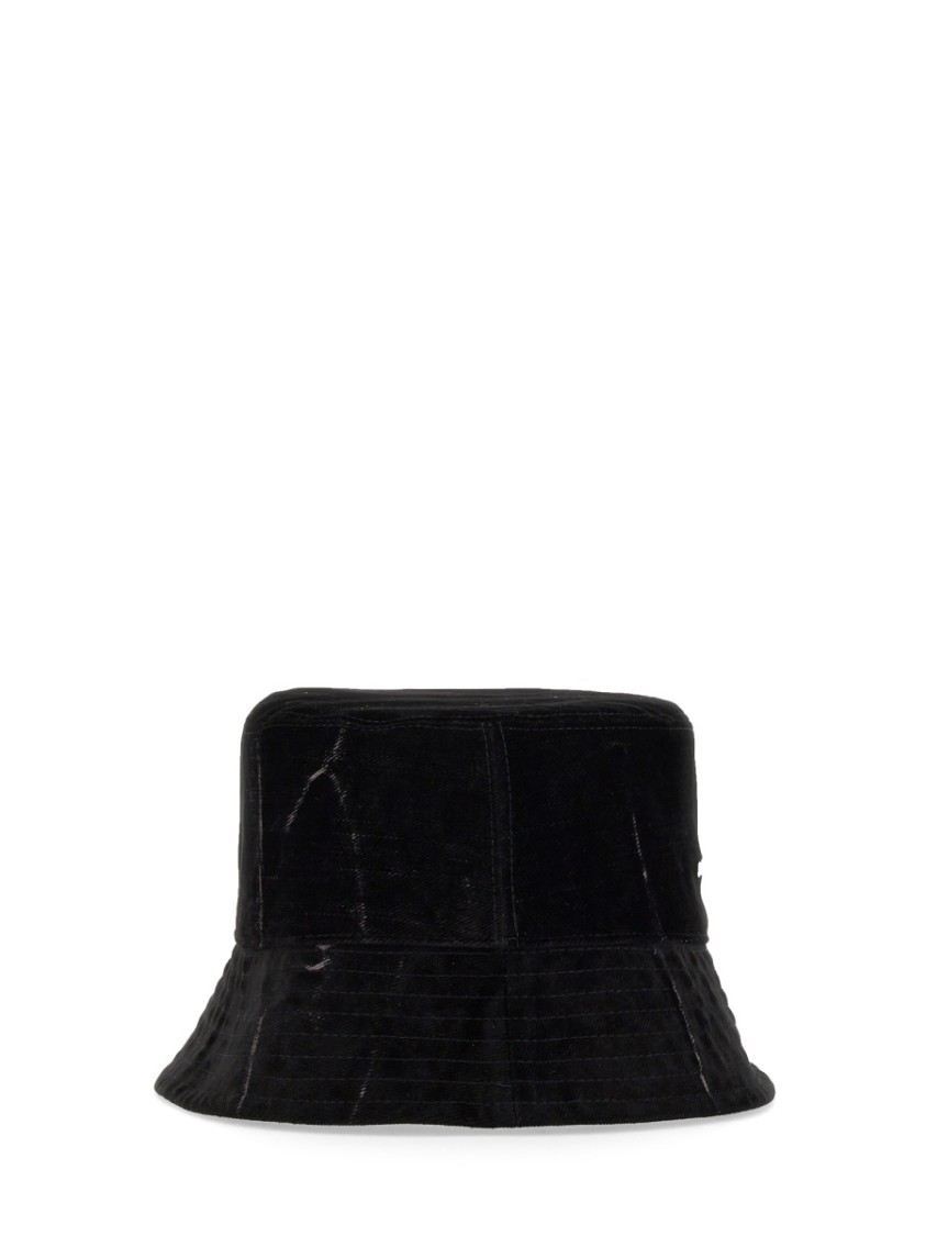 Stella McCartney Subtle Textured Black Bucket Hat Zwart