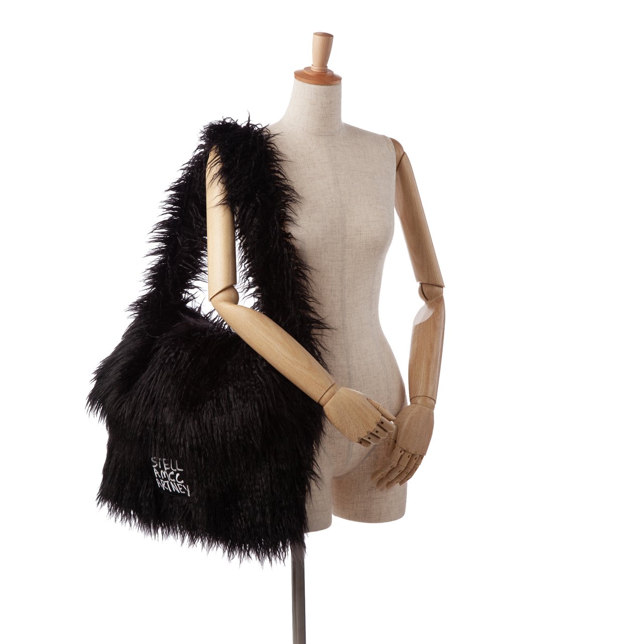 Stella McCartney x Ed Curtis Faux Fur Shoulder Bag Zwart