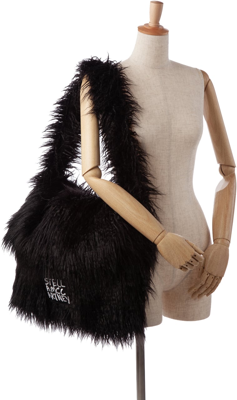 Stella McCartney x Ed Curtis Faux Fur Shoulder Bag Zwart
