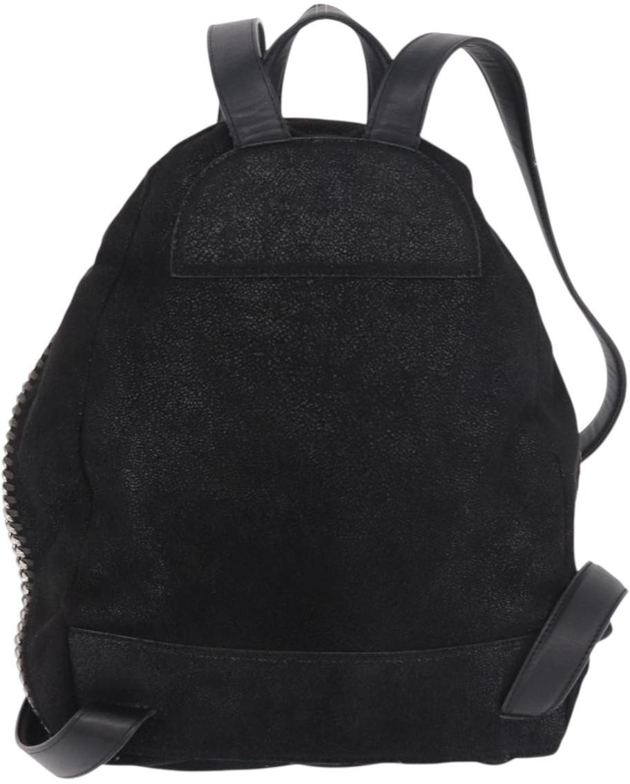 Stella McCartney Falabella Front Zip Shaggy Deer Mini Zwart