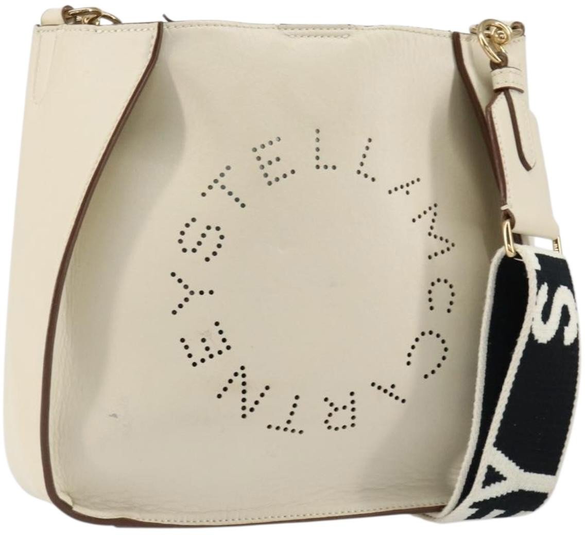 Stella McCartney Stella McCartney Logo Crossbody Bag Perforated Faux Leather Small Beige