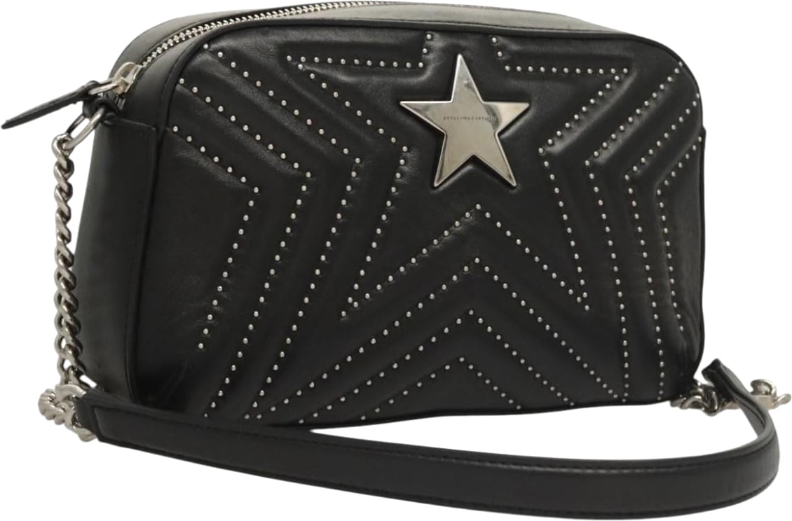 Stella McCartney Stella Star Camera Quilted Faux Leather Small Zwart