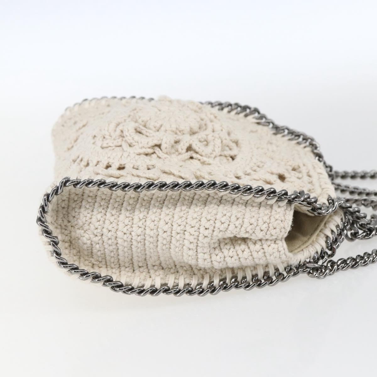 Stella McCartney Stella McCartney Falabella Fold Over Crossbody Bag Crochet Mini Beige