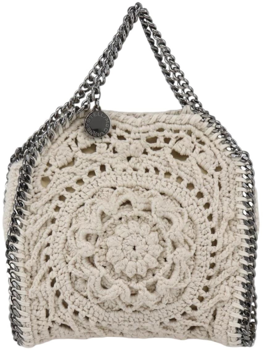 Stella McCartney Stella McCartney Falabella Fold Over Crossbody Bag Crochet Mini Beige