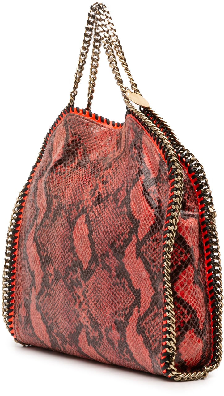 Stella McCartney Faux Snakeskin Falabella Fold Over Satchel Oranje