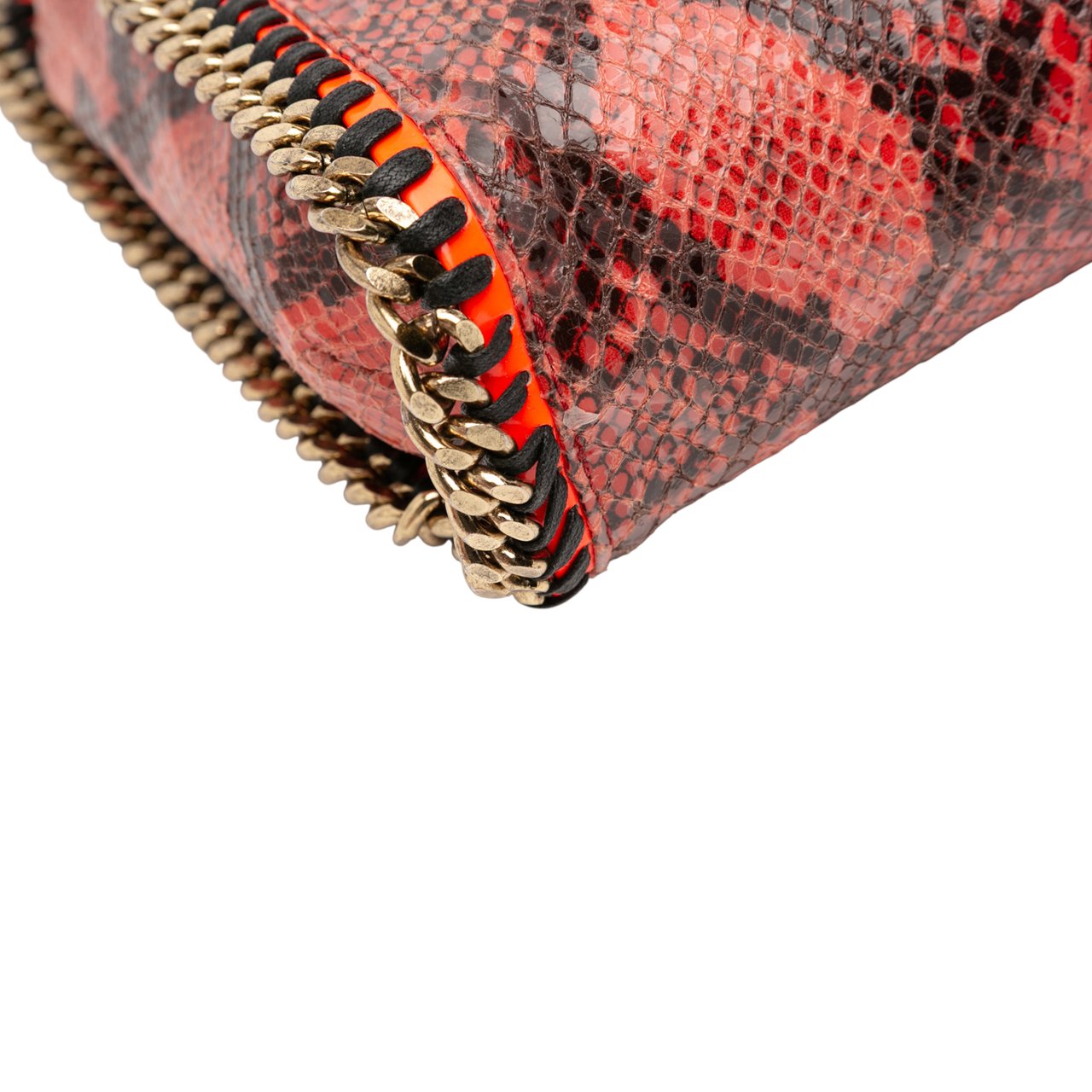 Stella McCartney Faux Snakeskin Falabella Fold Over Satchel Oranje