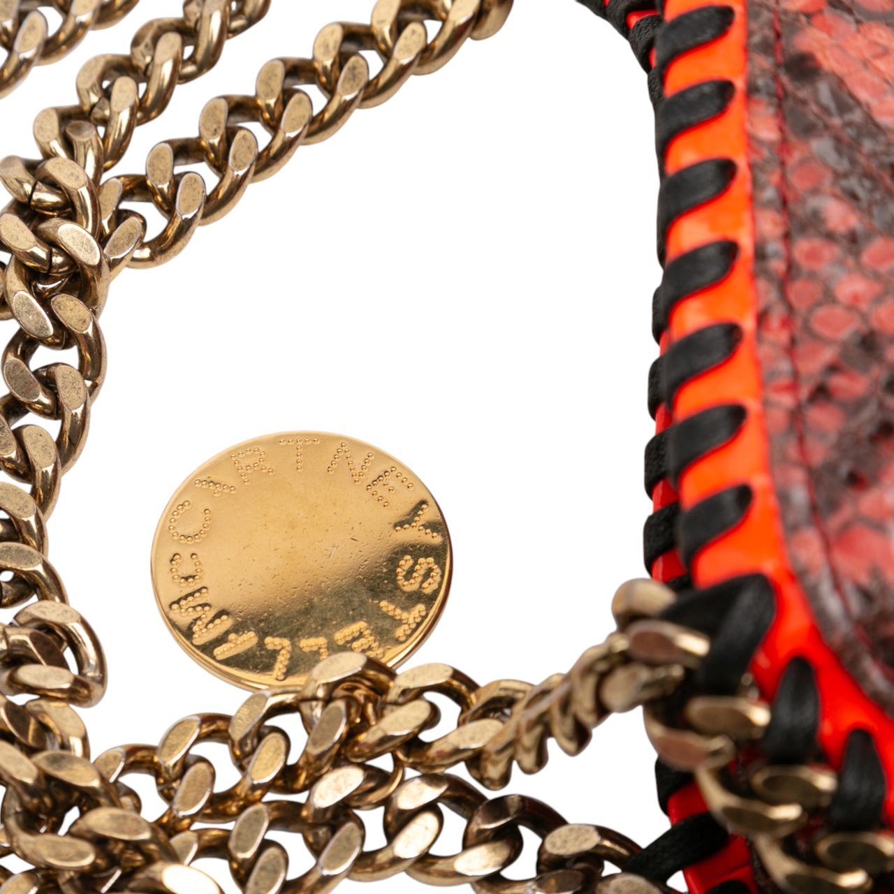 Stella McCartney Faux Snakeskin Falabella Fold Over Satchel Oranje